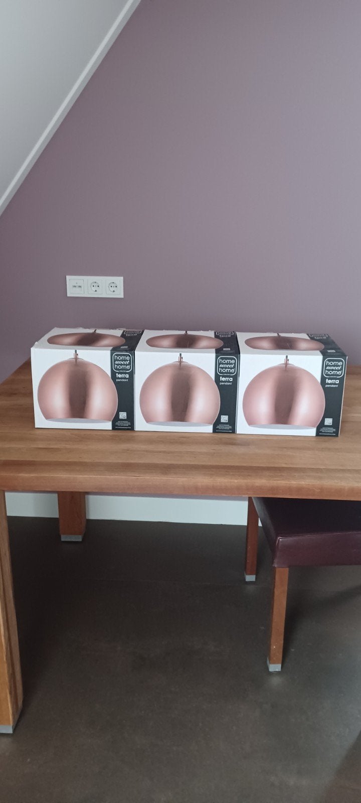 Set van 3 nieuwe metalen terracotta lampen, Ophalen, Nieuw, Metaal