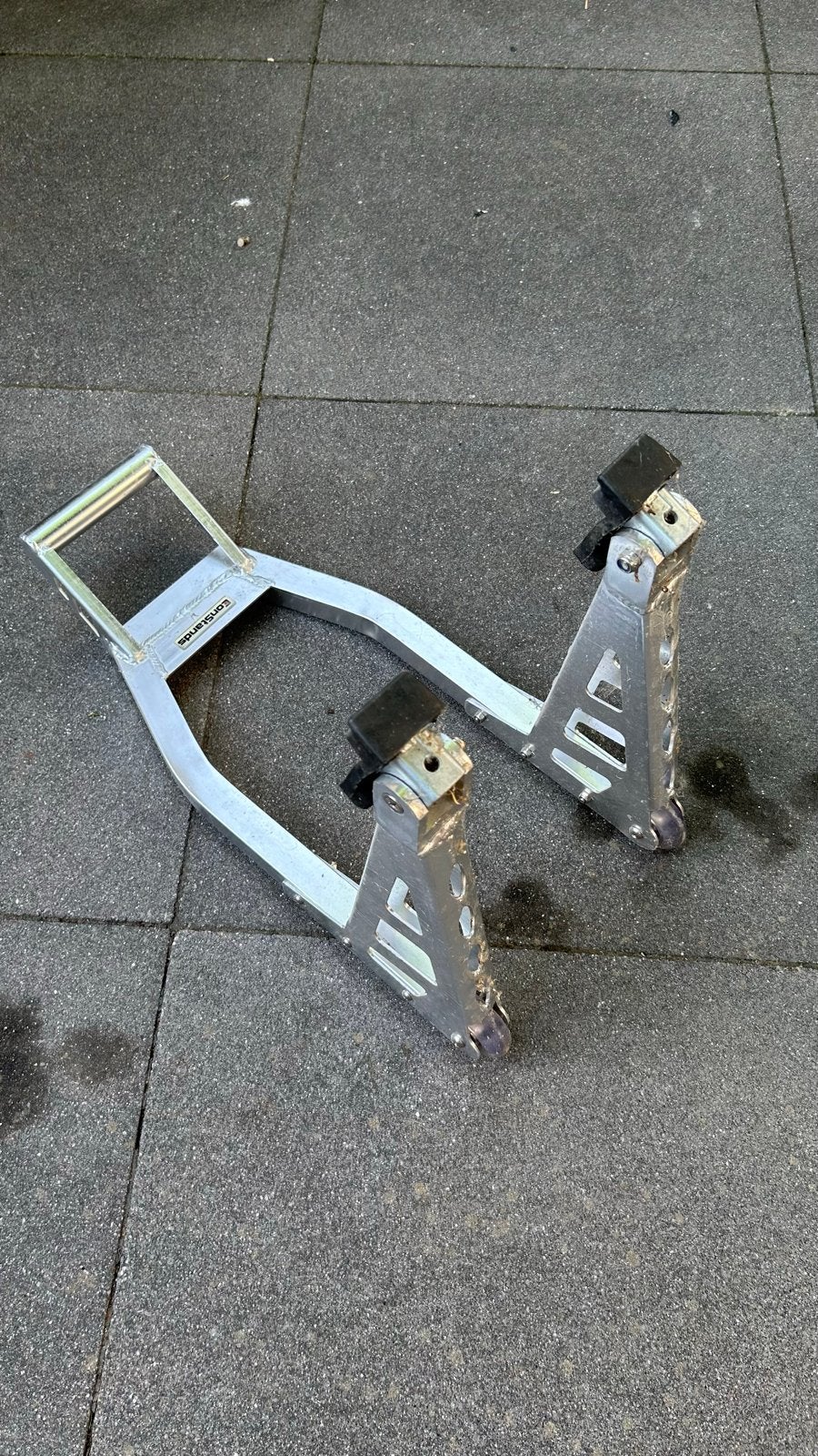 Paddockstand voorwiel motor aluminium, Ophalen, Gebruikt