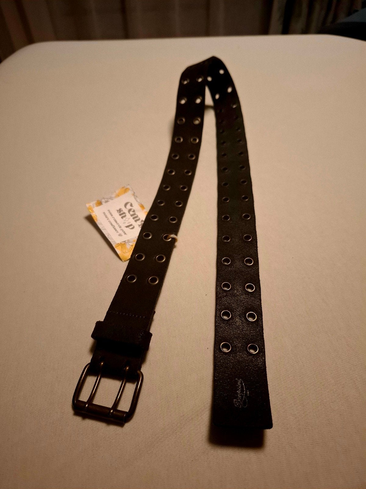 Bonpoint Paris Zwarte Double Eyelet Riem - Luxe Grunge/Punk, Ophalen, 3 tot 5 cm, Minder dan 80 cm, Nieuw