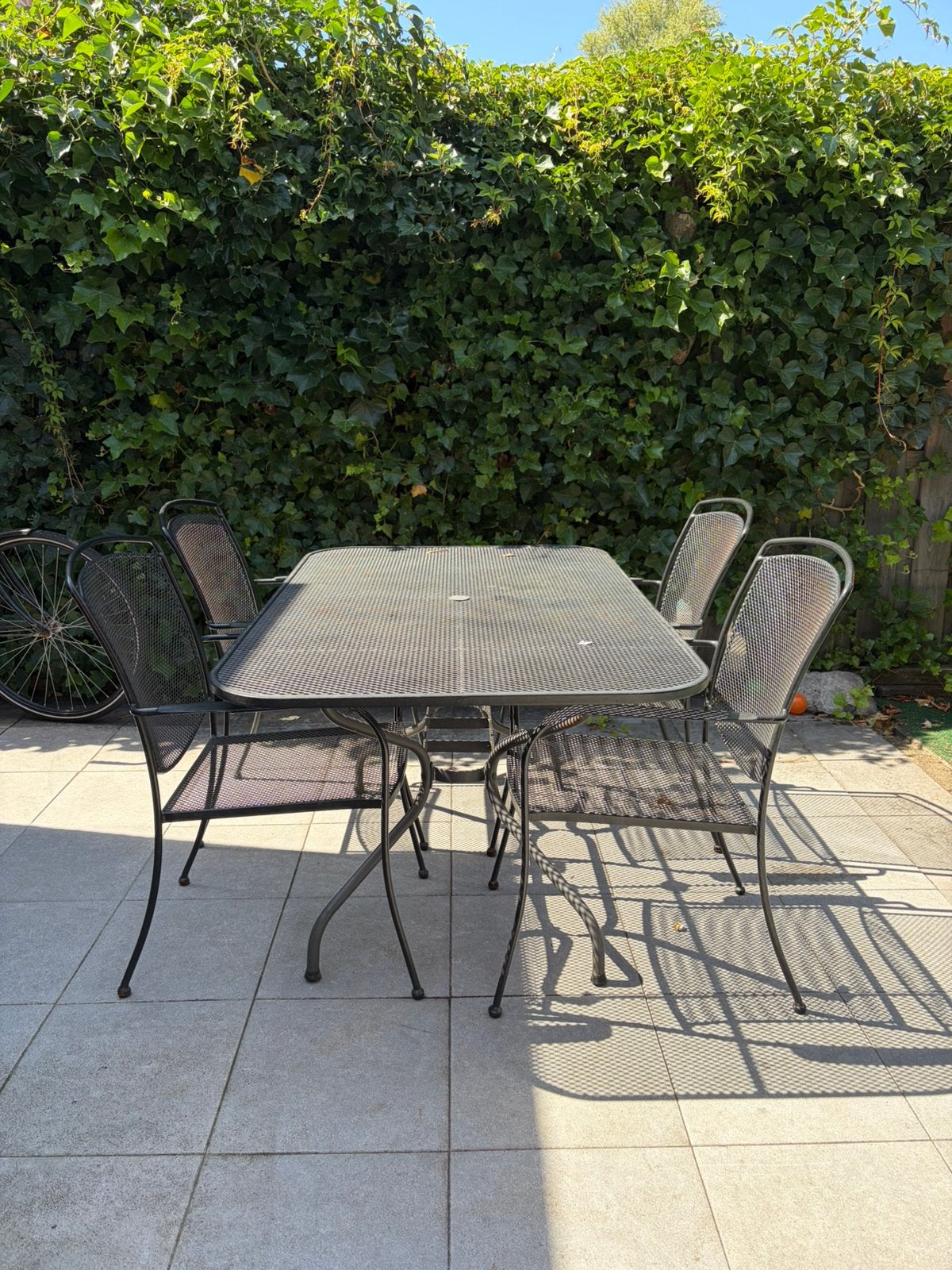 Tuintafel + 4 stoelen, Tuin en Terras, Ophalen, Gebruikt, Aluminium