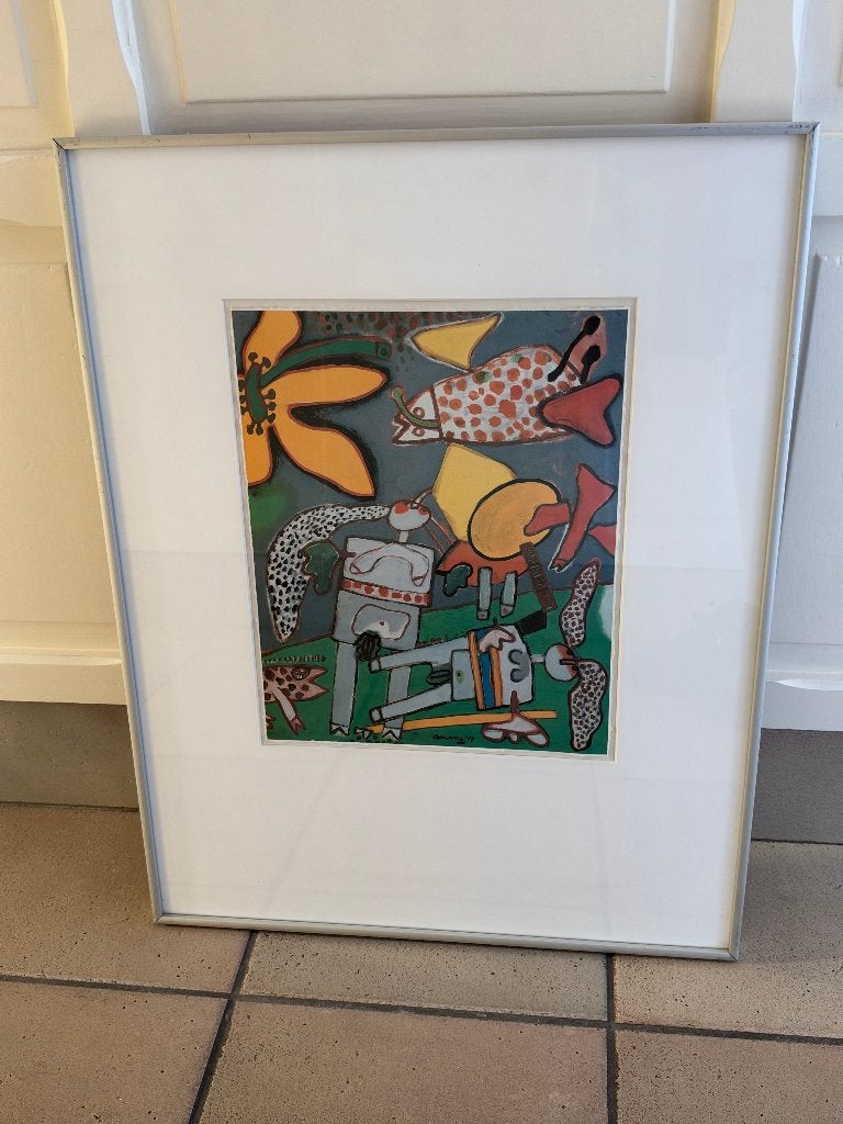 Corneille '68 - Kleurrijke Zeefdruk, Gesigneerd en Ingelijst, Zeefdruk, Gesigneerd, Abstract, Ophalen
