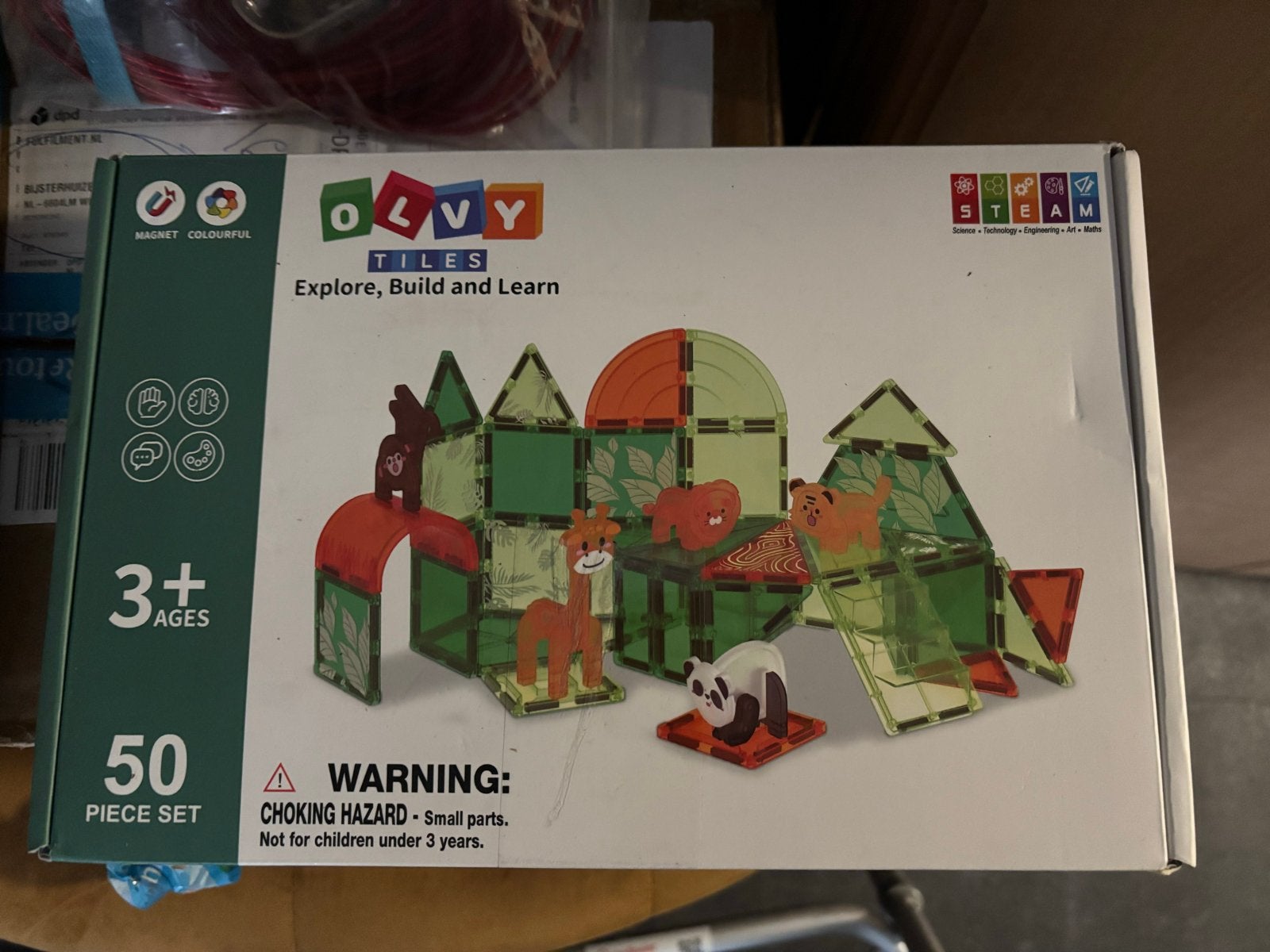 OLVY Tiles Magnetisch Bouwspeelgoed - 50 Delig STEAM Set, Ophalen of Verzenden, Nieuw, Overige merken