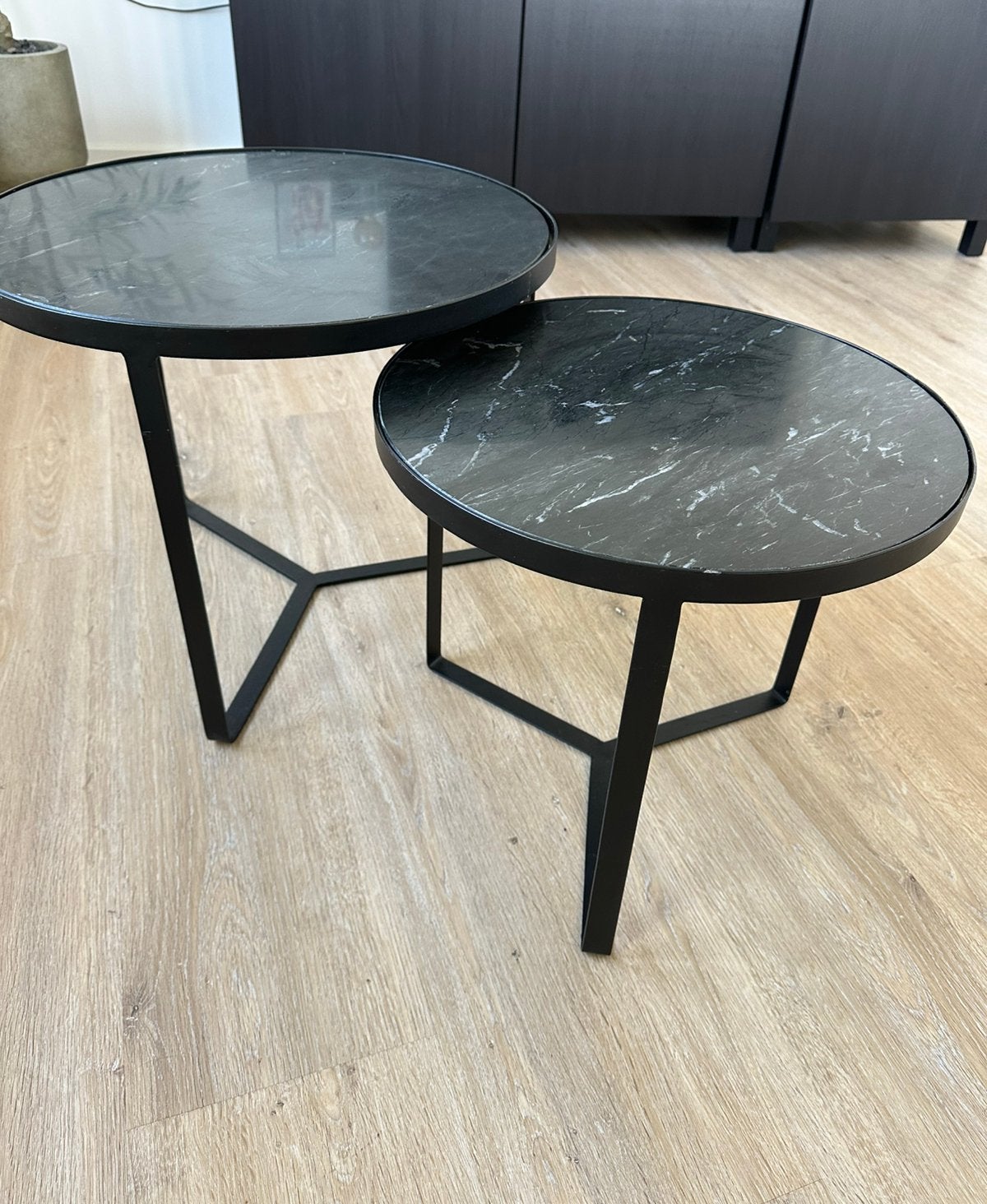 Set van 2 bijzettafels, Ophalen, Gebruikt, 50 tot 100 cm, Rond
