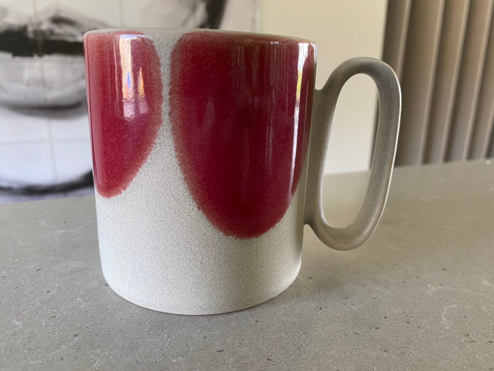 4 mokken salt&pepper beige roze/rood, Huis en Inrichting, Vintage, Nieuw, Aardewerk, Mok