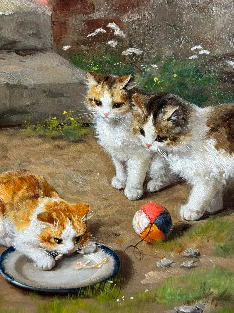 Schilderij Alfred Arthur de Neuville Kittens, Antiek en Kunst, Ophalen