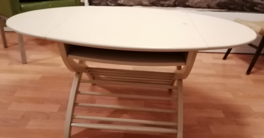 Vintage Ikea houten tafel Lindhult Hangoor grijs € 35,00, Ophalen, Gebruikt, 55 tot 75 cm, 60 cm of meer