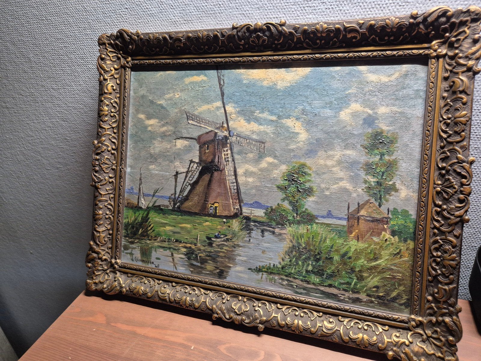 Klassiek olieverfschilderij Cornelis Verschuur (Cor Bouter), Ophalen of Verzenden, Landschap, Olieverf, Origineel werk