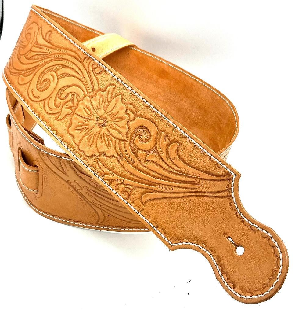 Gitaarband GB013 tuigleer 132-172 cm country western bloemen, Verzenden, Nieuw, Elektrische gitaar