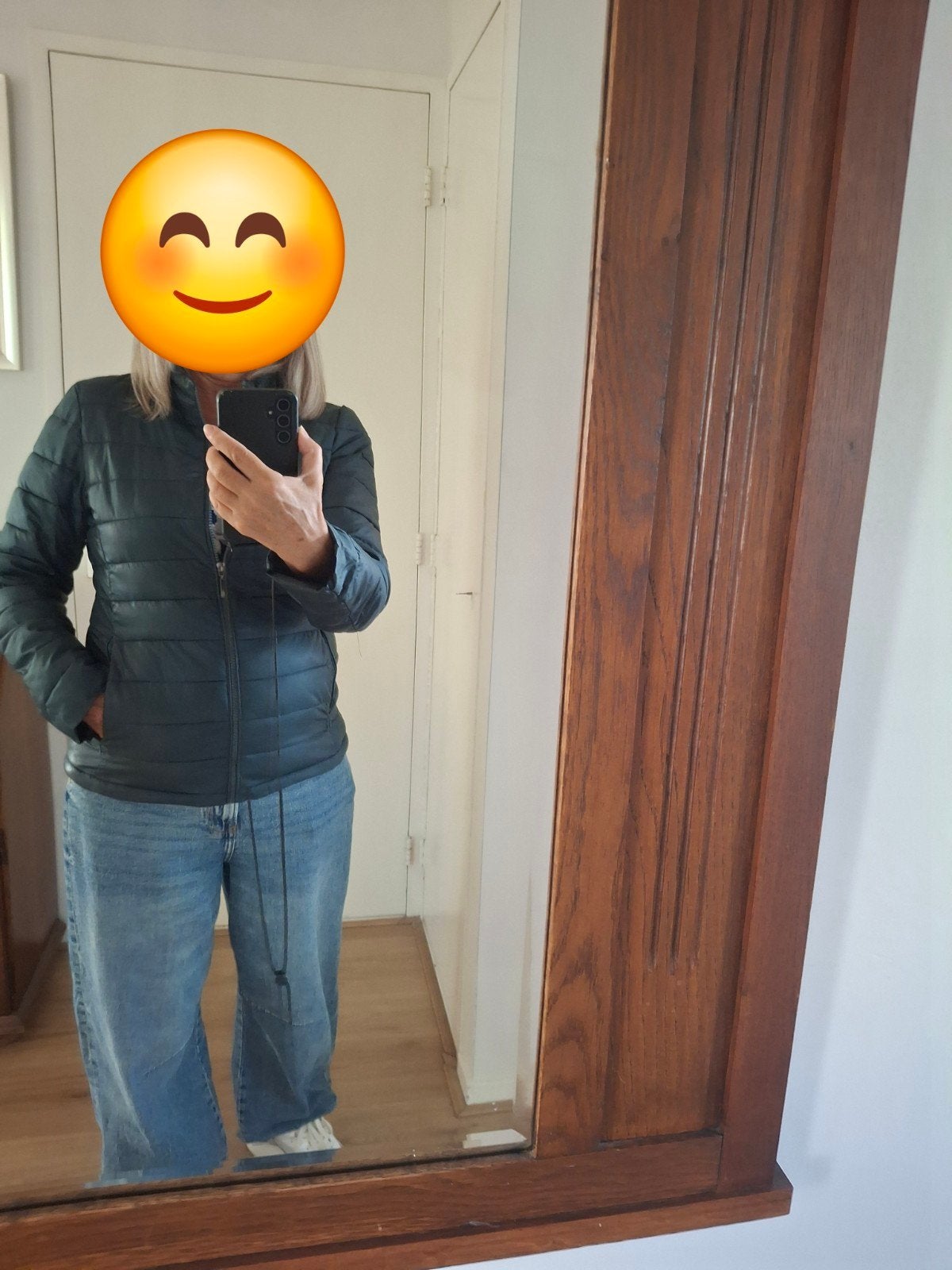 Donkergroen gewatteerde jas, valt als S, Kleding | Dames, Jassen | Winter, Verzenden, Maat 36 (S), Groen, Onbekend