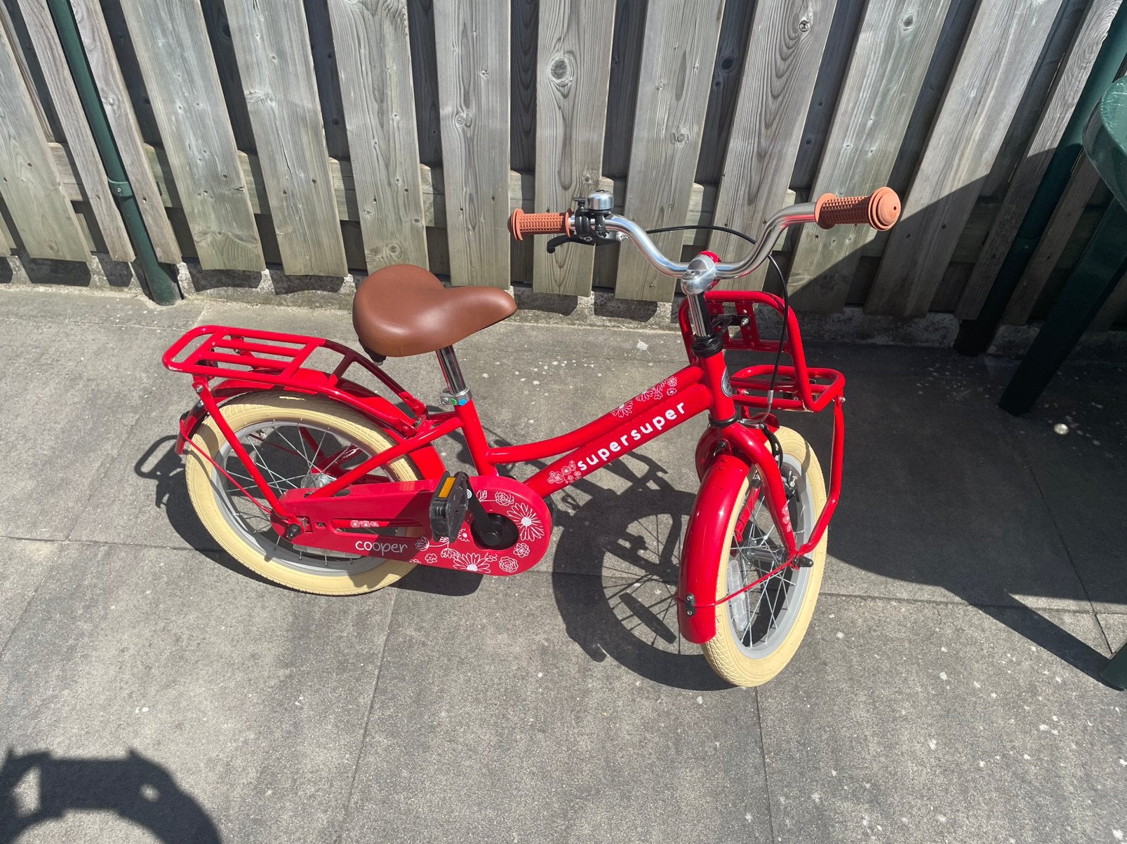 Supersuper Cooper Kinderfiets 16 inch Rood, Fietsen en Brommers, Fietsen | Kinderfietsjes, Ophalen, Gebruikt, Terugtraprem, 16 tot 20 inch