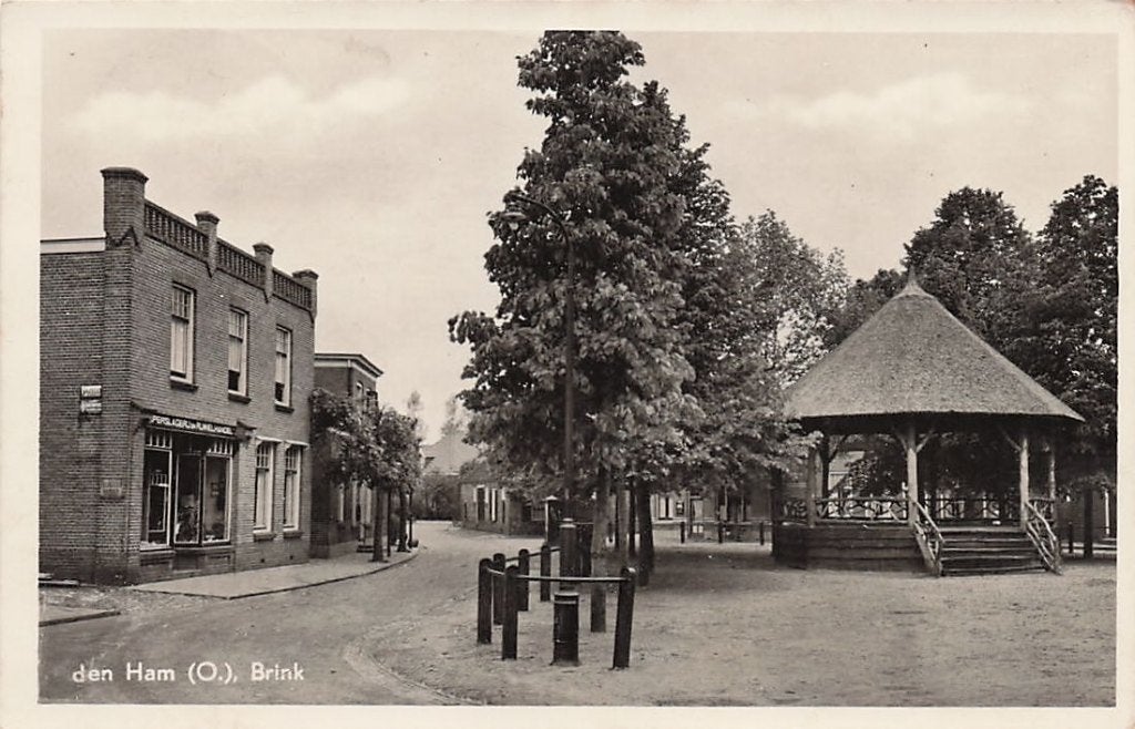 AN148 Den Ham Brink met muziektent 1950, Verzenden, 1940 tot 1960, Gelopen, Overijssel