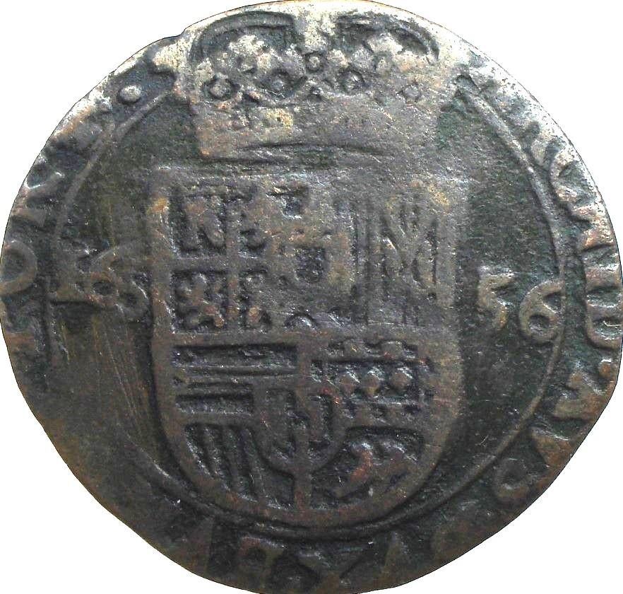 Nederland - Brabant liard 1656 (curieus exemplaar met 16656), Ophalen of Verzenden, Vóór koninkrijk, Overige waardes, Losse munt