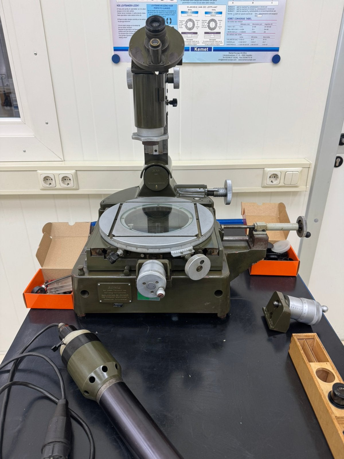 Meet microscoop Jena Zeiss wemi, Ophalen, Zo goed als nieuw, Metaaldraaibank