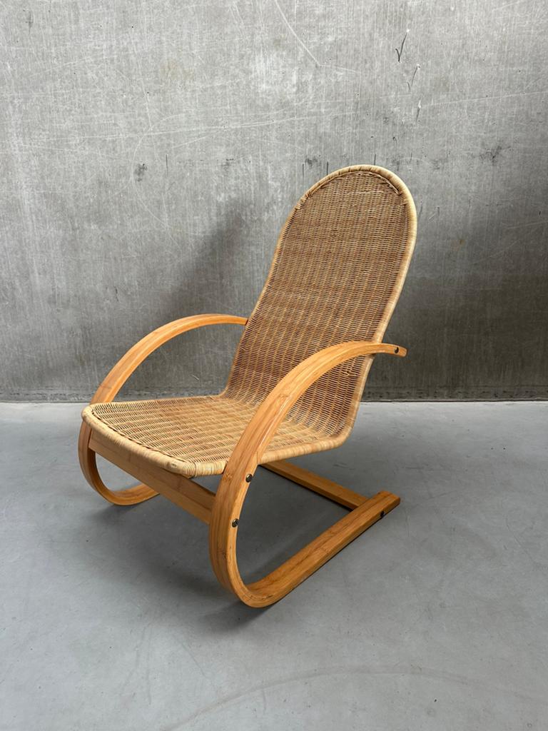 Vintage fauteuil rattan, Ophalen, Gebruikt, Rotan, X