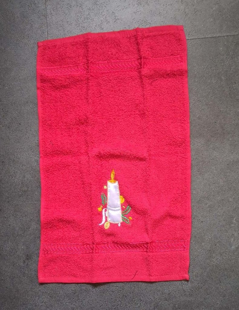 NIEUW GASTENDOEKJE / Handdoek met kaars. 30 x 50 cm, Huis en Inrichting, Ophalen of Verzenden, Nieuw, Rood, Handdoek