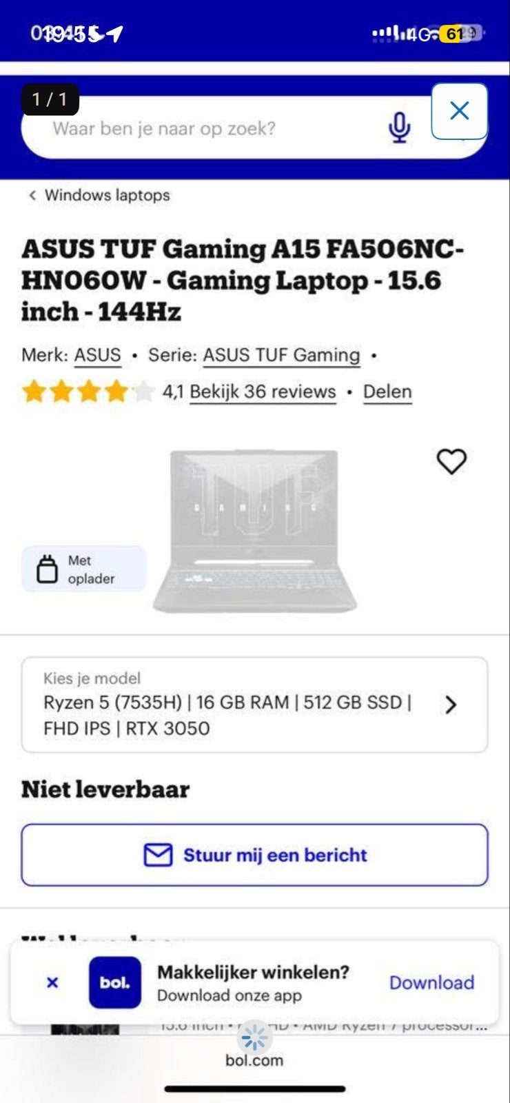 ASUS Gaming rtx 3050(minimaal 500+), Computers en Software, Windows Laptops, Gebruikt, 15 inch, SSD, Onbekend, 16 GB, Qwerty, Met videokaart