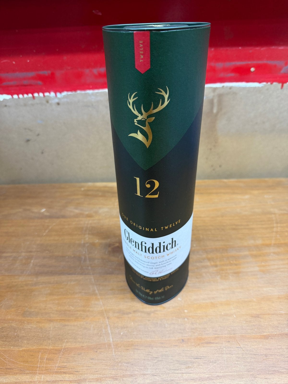 Lege Glenfiddich 12 jaar whisky fles met koker, Ophalen of Verzenden, Gebruikt, Verpakking