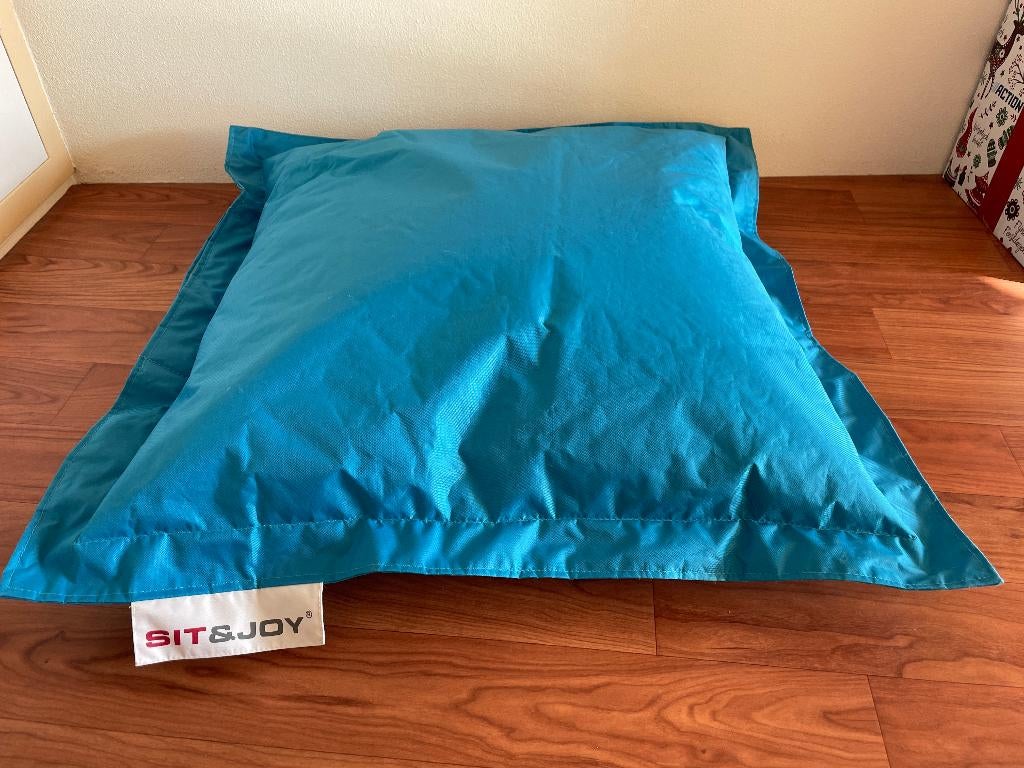 Sit & Joy kussen / zitzak Aqua Blauw - Lichtblauw, Huis en Inrichting, Zitzakken, Ophalen of Verzenden, Zo goed als nieuw, Blauw