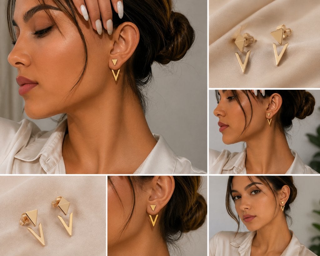 Goudkleurige Driehoek Oorbellen – Modern & Minimalistisch, Sieraden, Tassen en Uiterlijk, Oorbellen, Overige materialen, Verzenden