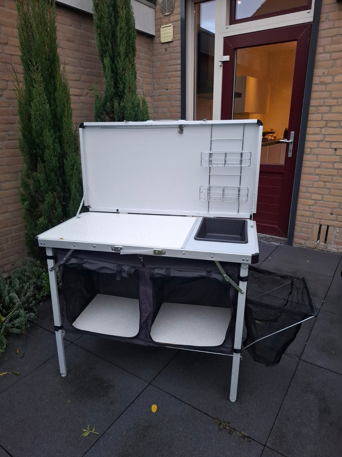 Campingkeuken met spoelbak en opbergruimte, Caravans en Kamperen, Ophalen, Zo goed als nieuw