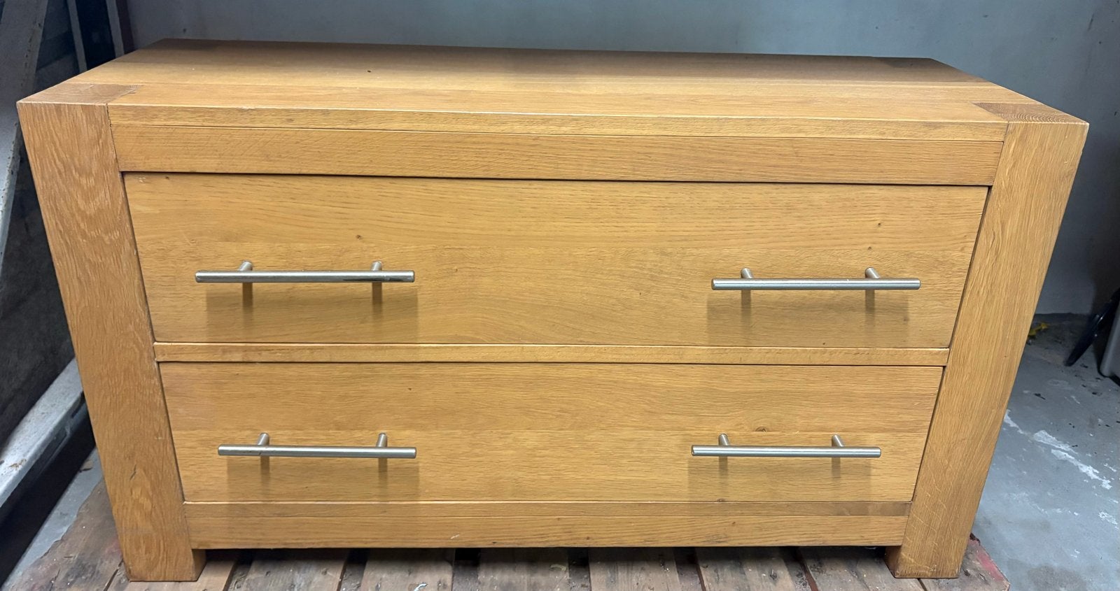 Houten kastje met 2 lades - B100 x D35 x H57 cm, Ophalen, Gebruikt, 100 tot 150 cm, 1 of 2 laden