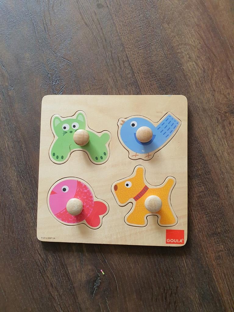 Goula Houten Dieren Puzzel met Knoppen, Kinderen en Baby's, Speelgoed | Kinderpuzzels, Gebruikt, Ophalen of Verzenden, Van hout