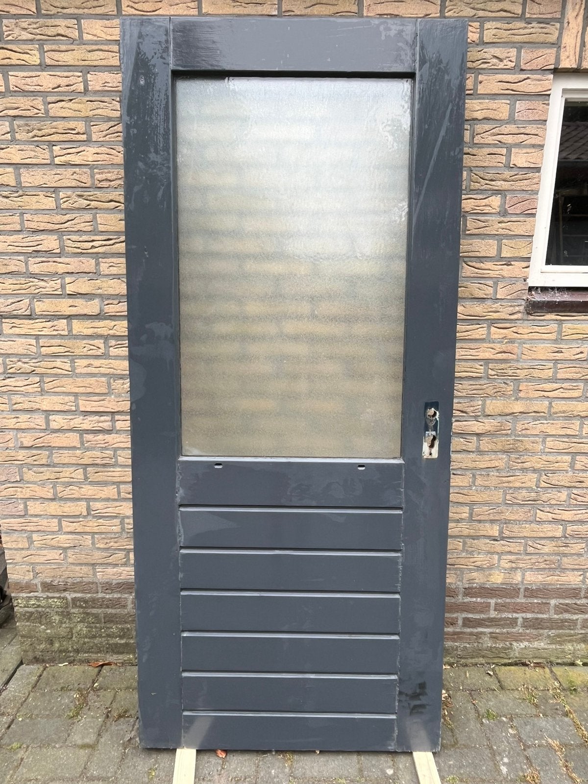 Hardhouten deur 93x211,5 dubbelglas, Ophalen, 200 tot 215 cm, Glas, Buitendeur