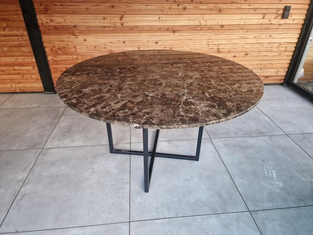 Marmeren tafel | Donker emperador bruin, Ophalen, Overige materialen, Marmeren tafel, Rond