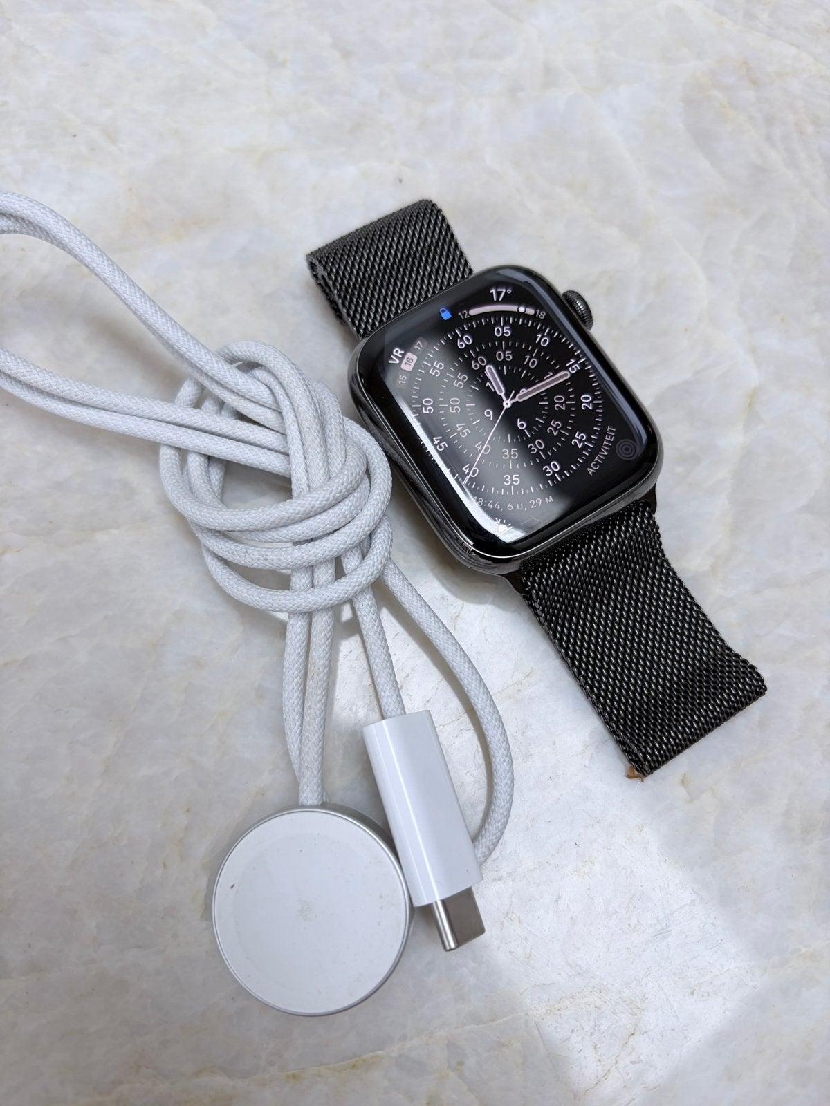 Apple Watch Series 8 45mm RVS Cellular (lees beschrijving), Zwart, IOS, Ophalen of Verzenden, Zo goed als nieuw