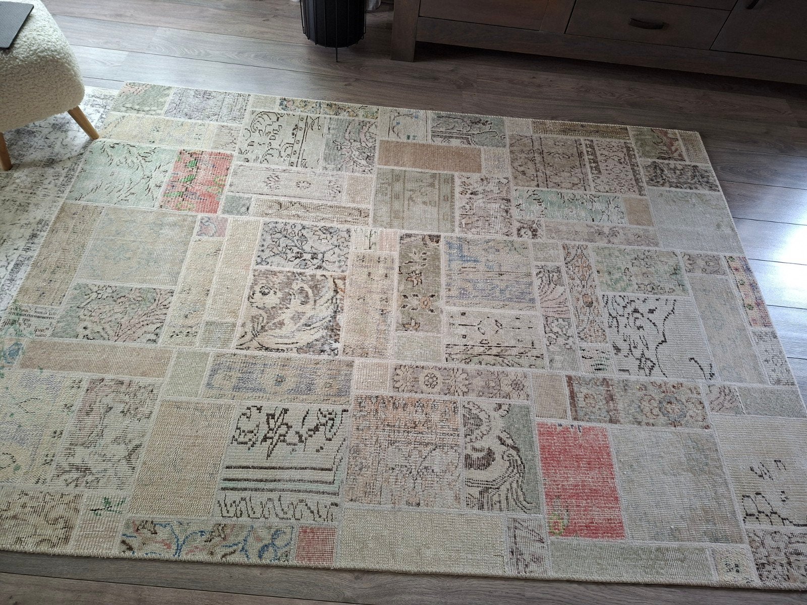 vintage patchwork handgemaakt vloerkleed 170x230, Ophalen, 200 cm of meer, Zo goed als nieuw, Vintage patchwork