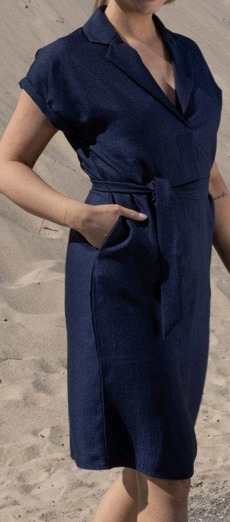 Kimara dress Elin navy maat xs Nieuw!, Nieuw, Ophalen of Verzenden, Maat 34 (XS) of kleiner, Onder de knie