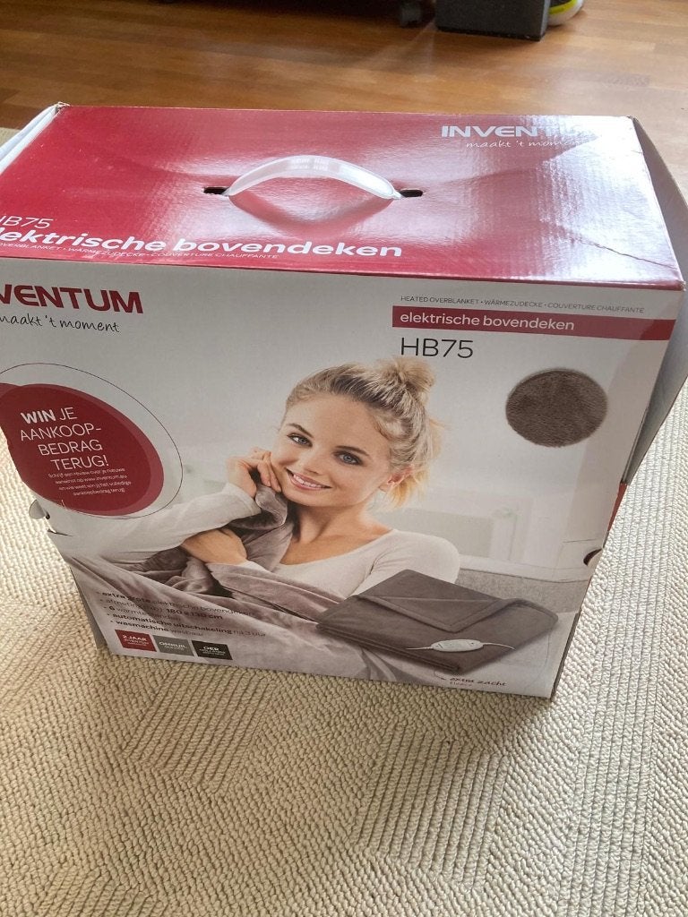 Inventum elektrische bovendeken HB75, grijs *NIEUW*, Eenpersoons, Overige typen, Nieuw, Ophalen of Verzenden