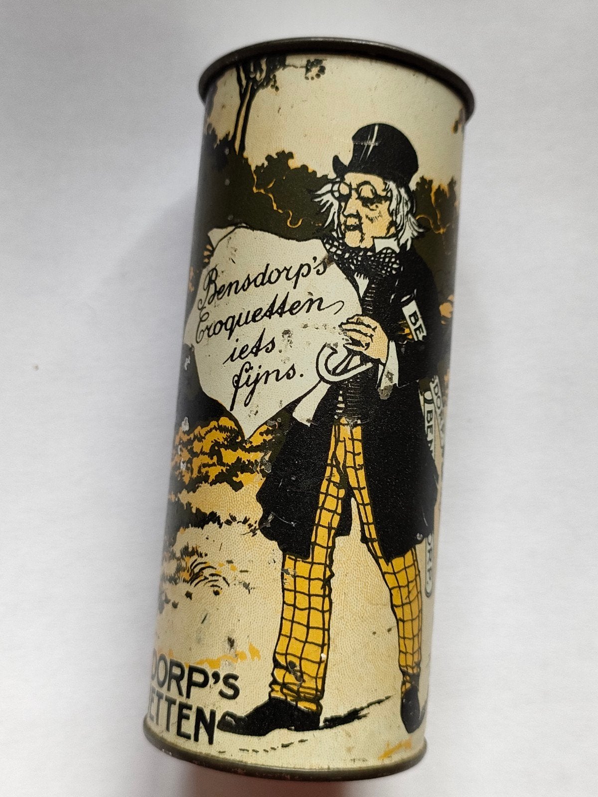 Bensdorp chocolade croquetten blik Amsterdam, Verzamelen, Blikken, Ophalen of Verzenden, Gebruikt, Overige