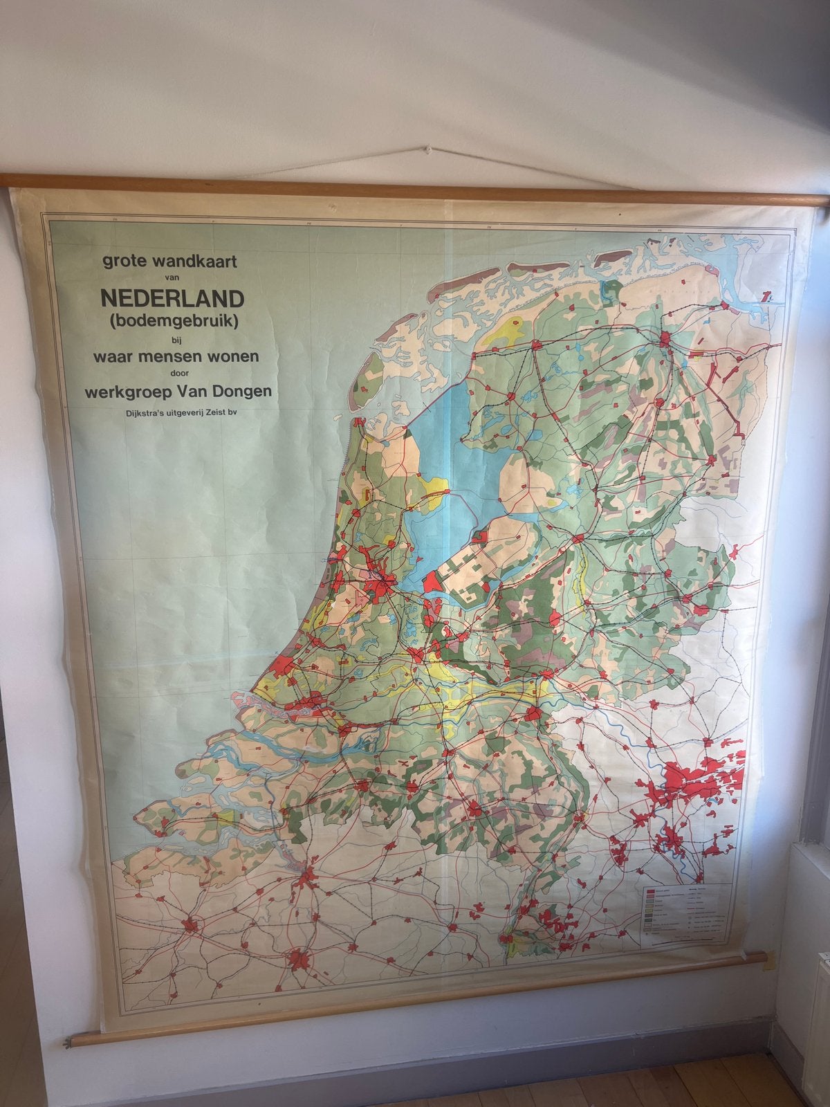 Vintage wandkaart Nederland, Boeken, Ophalen, 1800 tot 2000, Nederland, Landkaart