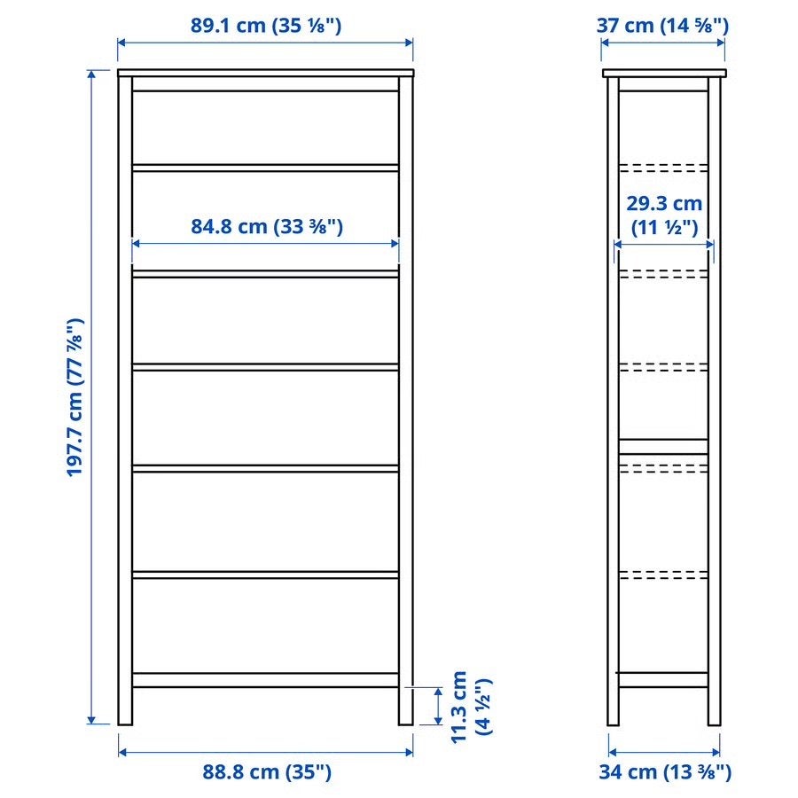 3 stuks HEMNES Boekenkast zwartbruin/lichtbruin 90x197 cm, Huis en Inrichting, Met plank(en), Zo goed als nieuw, 150 tot 200 cm