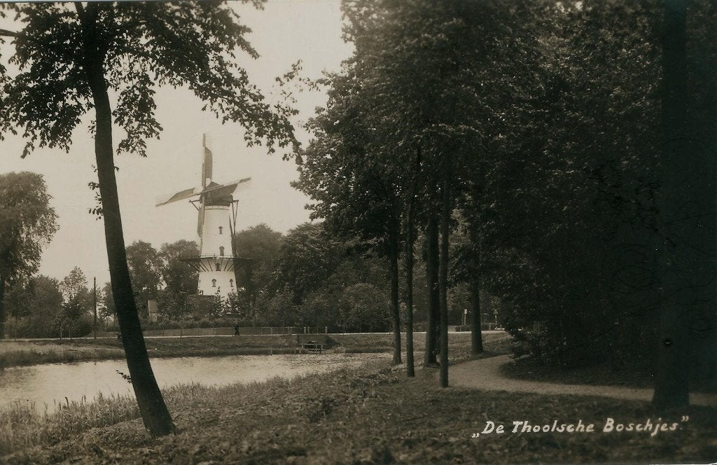Tholen De Thoolsche Boschjes molen De Hoop 1934, Ophalen of Verzenden, 1920 tot 1940, Gelopen, Zeeland