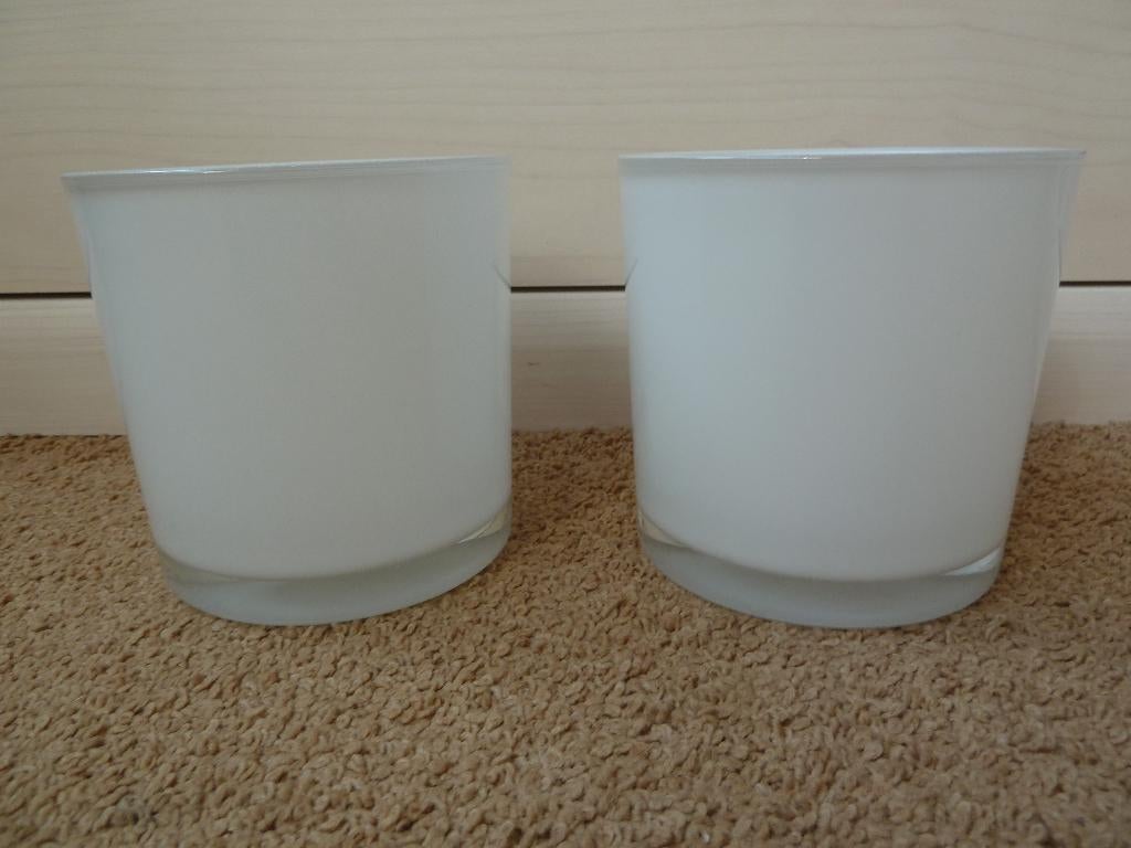 2 robuuste houders wit voor kaarsen of waxinelichten, Ophalen of Verzenden, Wit, Overige materialen, Minder dan 25 cm