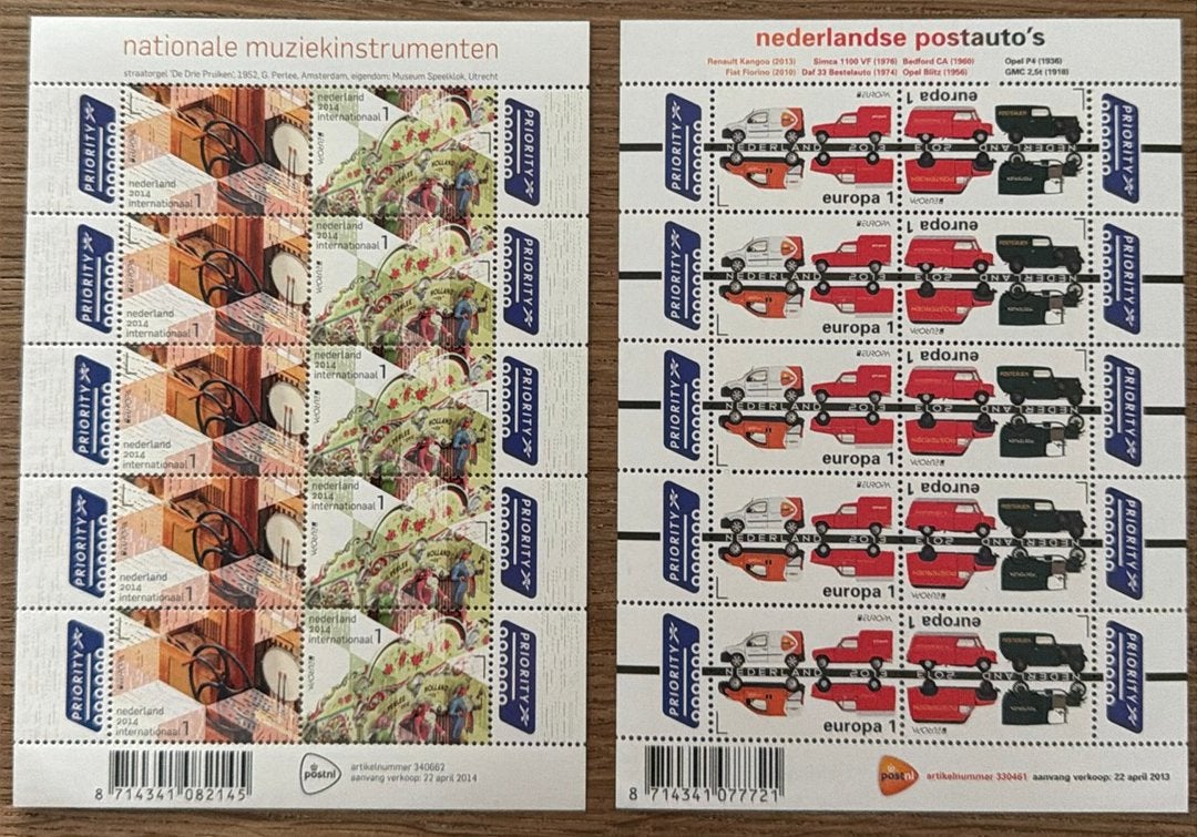 * postzegels pf. Prio. NL Postauto's/Nat. Muziekinstrumenten, Ophalen of Verzenden, Na 1940, Postfris