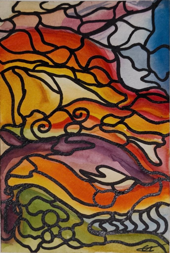 Abstracte aquarel kunstwerken - Set van 2, Ophalen of Verzenden