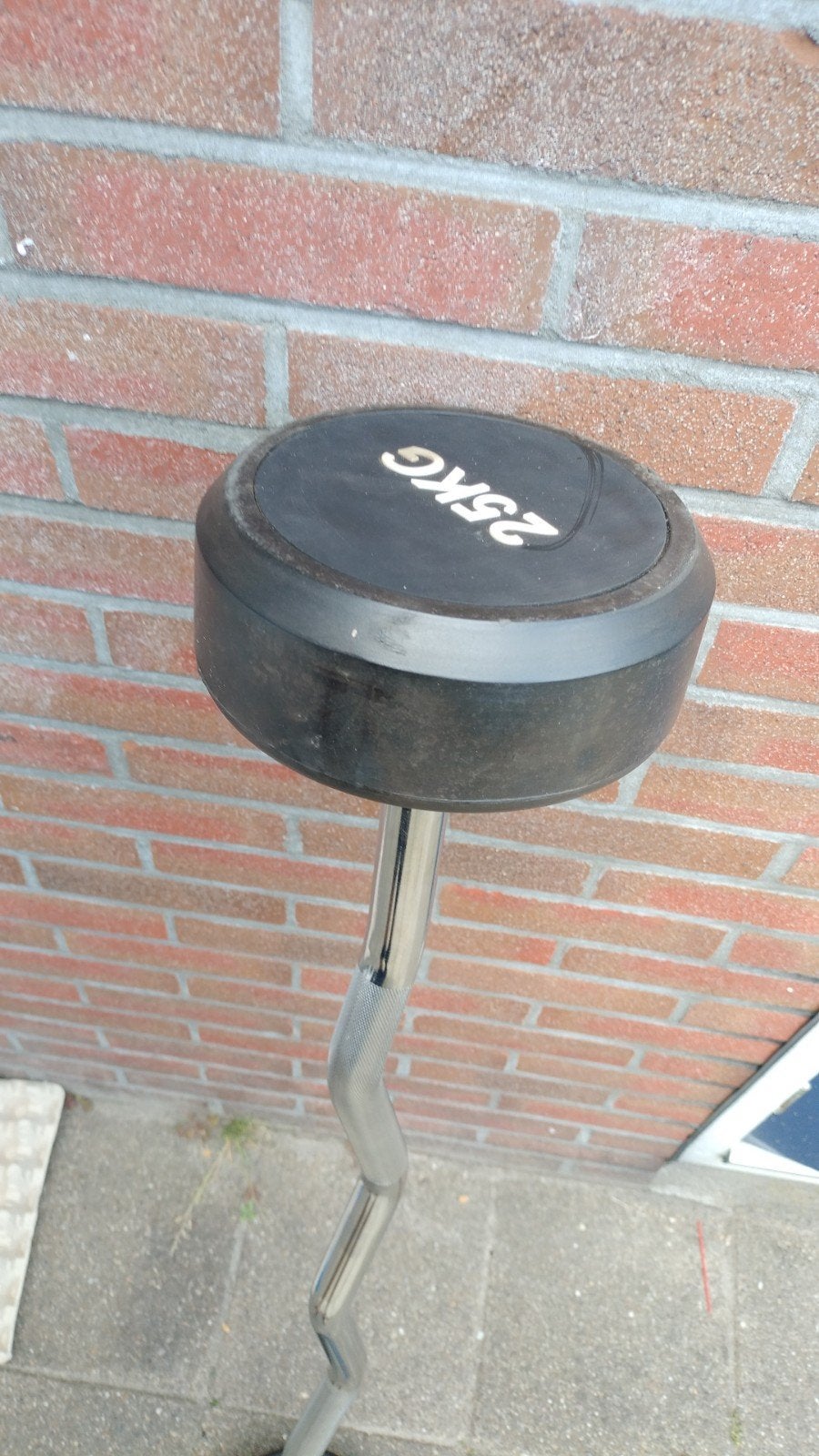 EZ Curl Barbell met 25KG gewichten, Ophalen, Gebruikt, Rug, Halterstangen