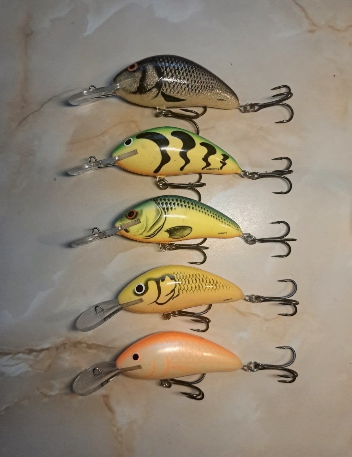 Set van 5 Rapala Hornet 9 cm kunstaas pluggen, Ophalen of Verzenden, Gebruikt, Kunstaas