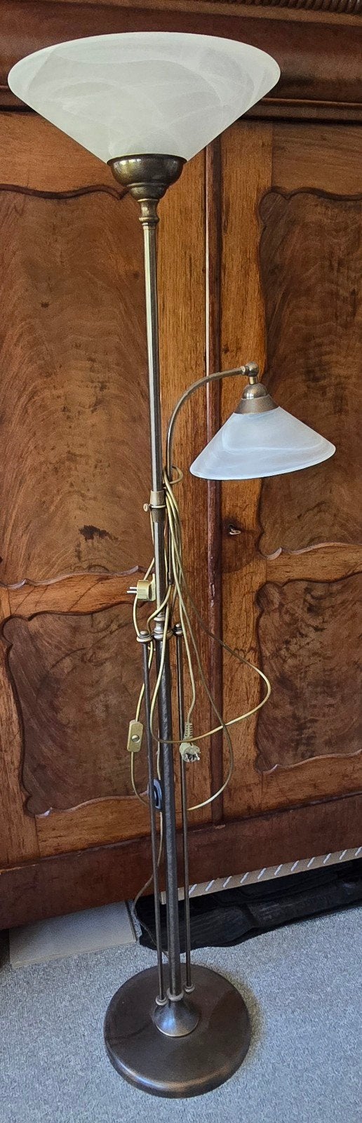Staande lamp, brons voet en buiswerk, Huis en Inrichting, Lampen | Vloerlampen, Ophalen, Zo goed als nieuw, 150 tot 200 cm