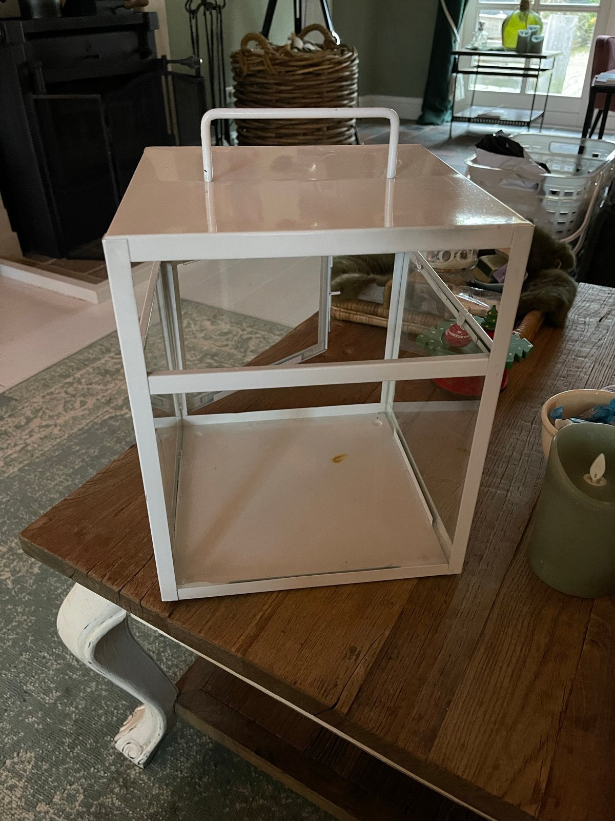 Rivièra Maison Witte Metalen Lantaarn voor Kaarsen, Huis en Inrichting, Woonaccessoires | Kandelaars en Kaarsen, Gebruikt, 25 tot 50 cm