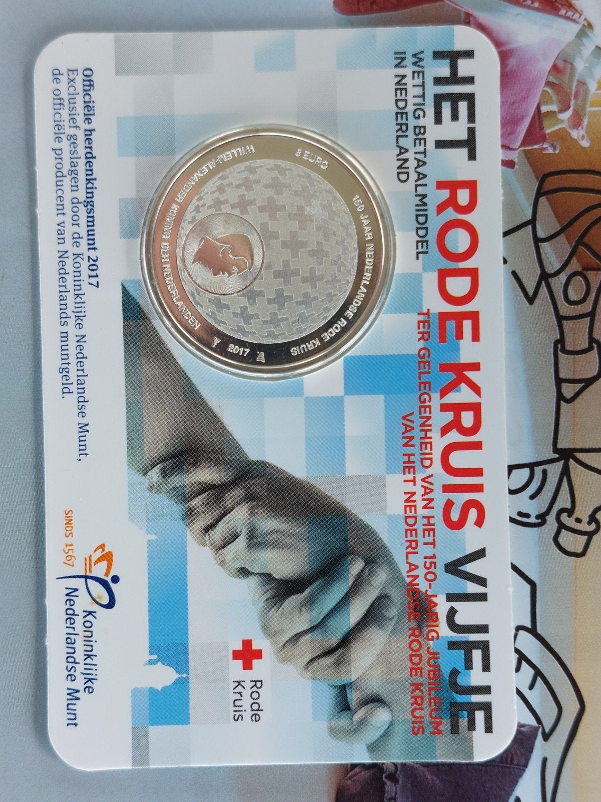 Coincard 5 euro munt Het Rode Kruis Vijfje 2017, Ophalen of Verzenden