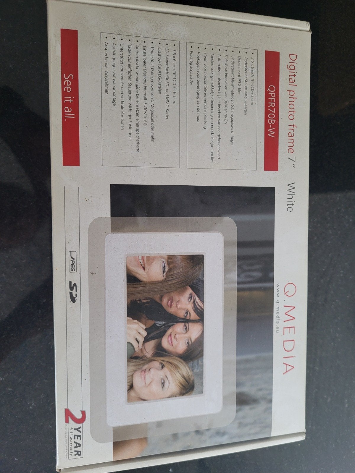 Q.MEDIA Digitale fotolijst 7" wit - Nieuw in doos, Overige merken, Nieuw, Ophalen of Verzenden, Minder dan 1 GB