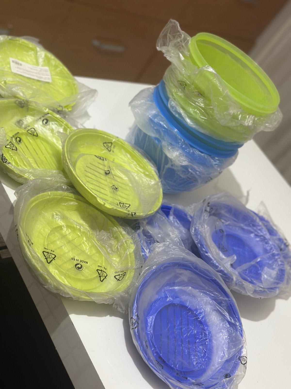 Tupperware Slabol Slakom Nieuw met rooster Groen of Blauw, Nieuw, Luchtdicht, Ophalen of Verzenden, Bak of Kom