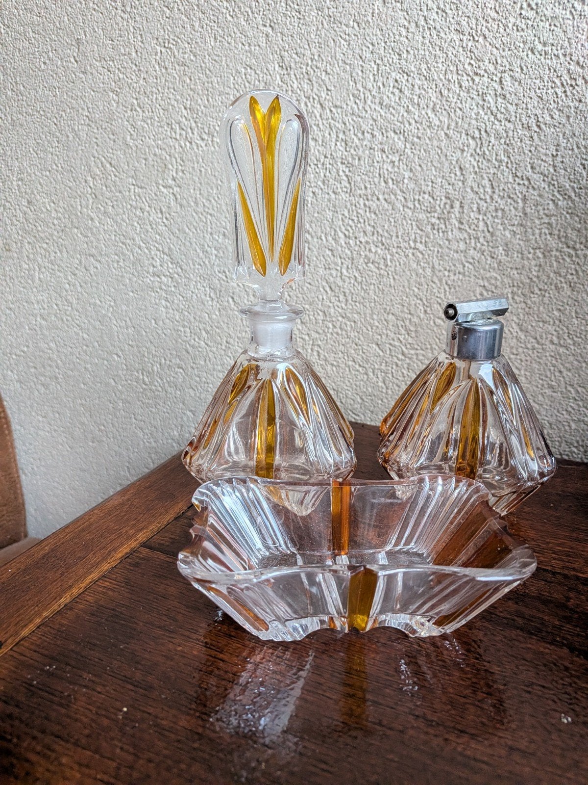 Art Deco kaptafelset '1930, vervaardigd uit kristalglas., Antiek en Kunst, Ophalen