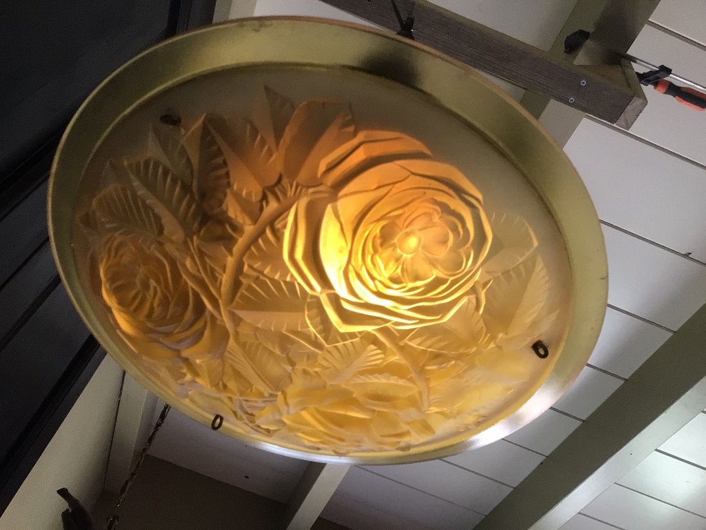 Amberkleurige schaallamp, Antiek en Kunst, Ophalen of Verzenden