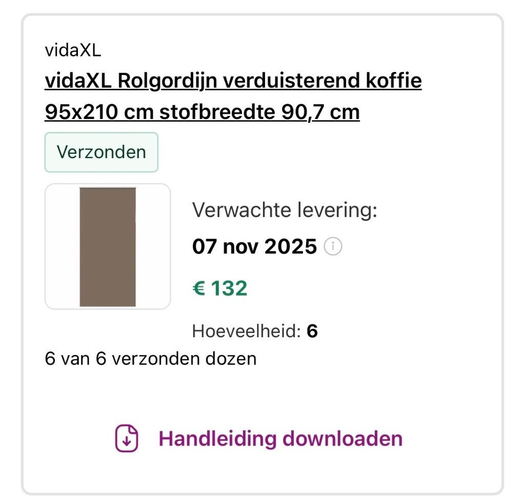 Rolgordijn Verduisterend Koffie – 95x210 cm (Stof 90,7 cm), Inclusief montageonderdelen, Rolgordijn, 210 cm, Nieuw