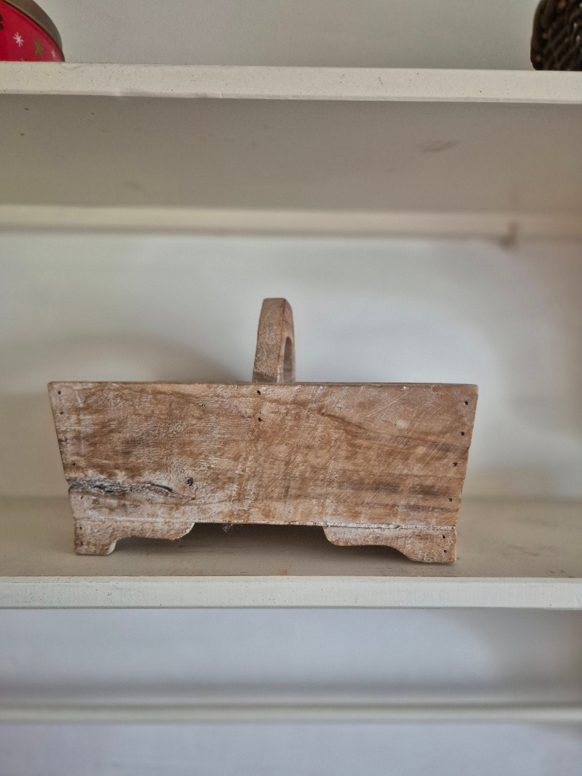 Decoratief houten bakje met handvat, Ophalen of Verzenden